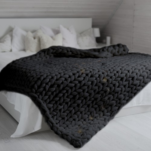 Royal Comfort Chunky Hand Knit Thick Weighted Blanket Charcoal 153x203cm Buy online at Begins with B